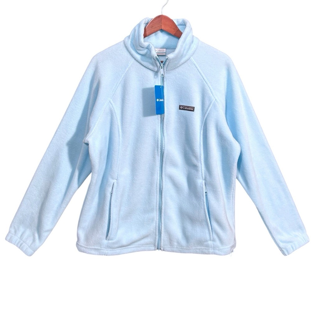 Columbia Benton Springs Womens Full Zip Fleece Jacket Size 1X‎ Spring Blue